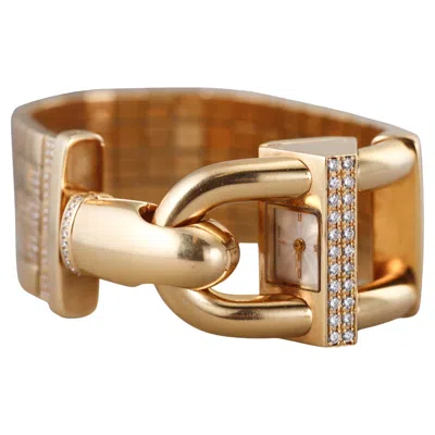 Pre-owned Van Cleef & Arpels Diamond Yellow Gold Buckle Bracelet Watch