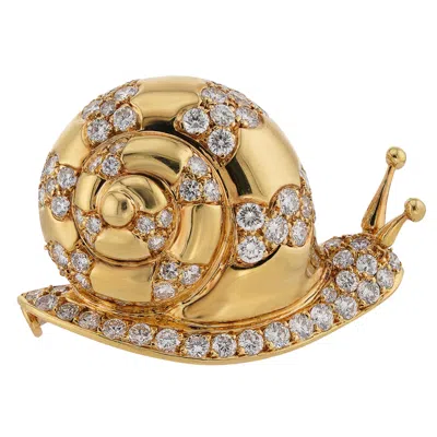 Pre-owned Van Cleef & Arpels Diamond Yellow Gold Snail Vintage Brooch