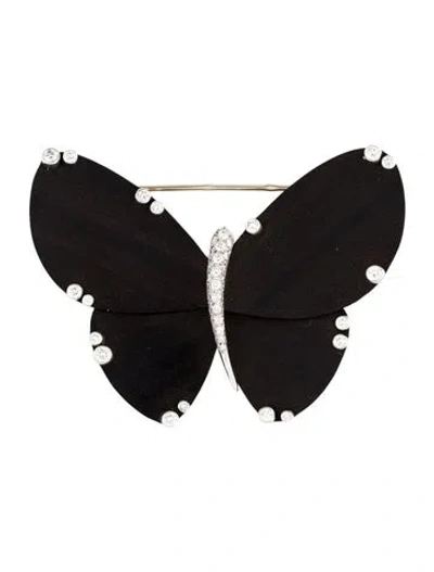 Pre-owned Van Cleef & Arpels Ebony Wood Butterfly Clip In Multi