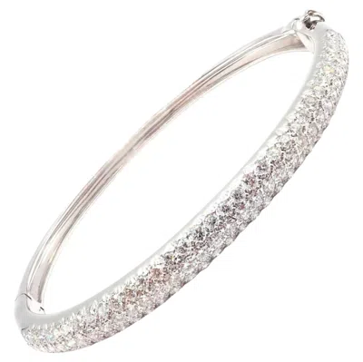 Pre-owned Van Cleef & Arpels Eve Diamond White Gold Bangle Bracelet