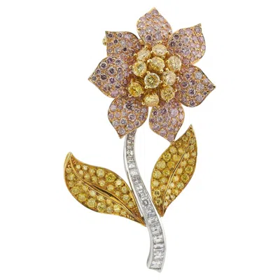 Pre-owned Van Cleef & Arpels Fleur Colored Diamond Brooch, C.1990 In Multiple
