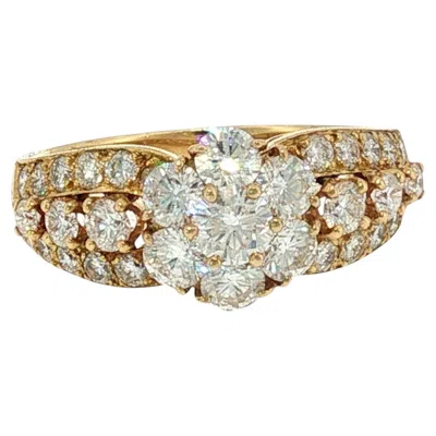 Pre-owned Van Cleef & Arpels Fleurette Diamond Cluster Ring In 18k Yellow Gold~1.6ctw