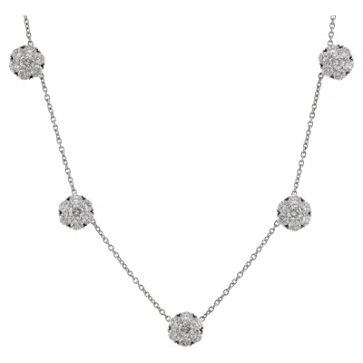 Pre-owned Van Cleef & Arpels Fleurette Diamond Platinum 5 Flower Necklace In Multiple