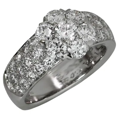 Pre-owned Van Cleef & Arpels Fleurette Diamond White Gold Large Ring