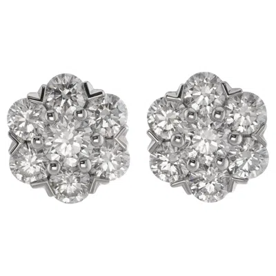 Pre-owned Van Cleef & Arpels Fleurette Diamond White Gold Stud Earrings