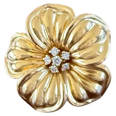 Pre-owned Van Cleef & Arpels Van Cleef And Arpels Flower Brooch 18k Yellow Gold And Diamonds