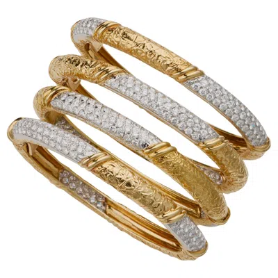 Pre-owned Van Cleef & Arpels Four 1970s  Diamond Bangle Bracelets In Multi