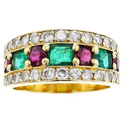 Pre-owned Van Cleef & Arpels French  Emerald, Ruby And Diamond Ring, 18k In Multi