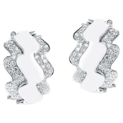 Pre-owned Van Cleef & Arpels French  Wave-style Earrings, 18k In Multi