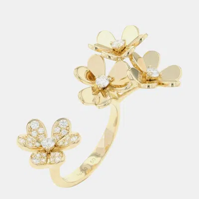 Pre-owned Van Cleef & Arpels Frivole Entre Le Door 18k Yellow Gold Diamonds Ring Eu 50