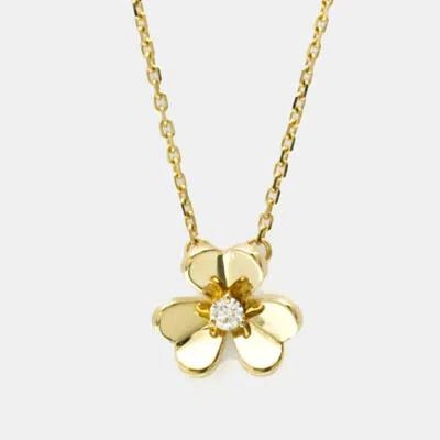 Pre-owned Van Cleef & Arpels Frivole Mini 18k Yellow Gold Diamond Necklace