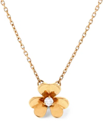 Pre-owned Van Cleef & Arpels Frivole Pendant 18k Yellow Gold And Diamond Mini Necklace