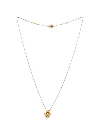 Pre-owned Van Cleef & Arpels Frivole Pendant 18k Yellow Gold And Diamond Mini Necklace