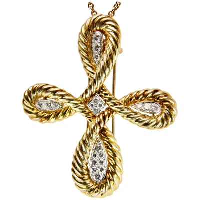 Pre-owned Van Cleef & Arpels Gold And Diamond Cross In Multi