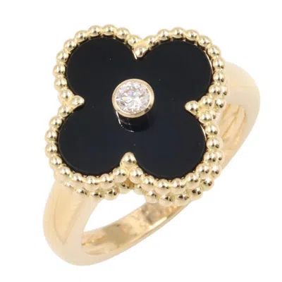 Pre-owned Van Cleef & Arpels Gold Black Clear Yellow Gold (18k) Band Ring () In Gold, Black, Clear