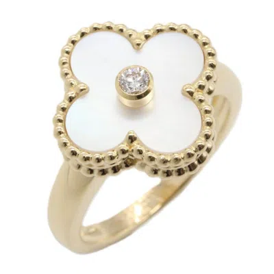Pre-owned Van Cleef & Arpels Gold Clear White Band Ring () In Gold, Clear, White
