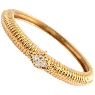 Pre-owned Van Cleef & Arpels Gold Diamond Bangle Bracelet In Multi