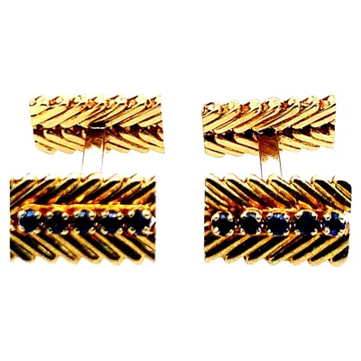 Pre-owned Van Cleef & Arpels Gold Sapphire Cufflinks In Blue