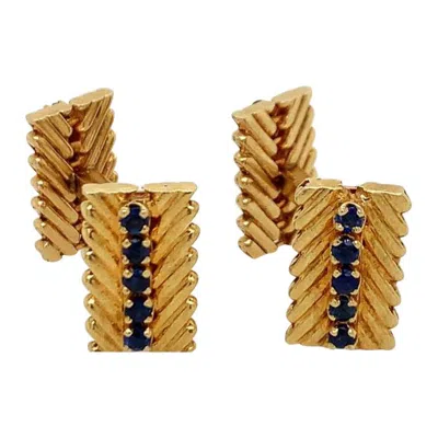 Pre-owned Van Cleef & Arpels Gold Sapphire Cufflinks In Blue