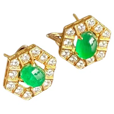 Pre-owned Van Cleef & Arpels Green Emerald & Diamond Earrings