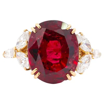 Pre-owned Van Cleef & Arpels Grs Certified Van Cleef And Arpels 8.85 Carat No Heat Oval Ruby 18k Gold Ring In Multiple