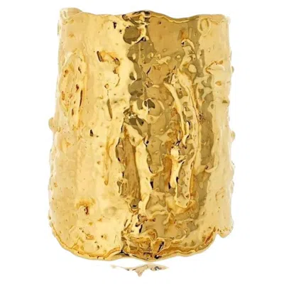 Pre-owned Van Cleef & Arpels Hammered Gold Manchette Cuff Bracelet In Multi