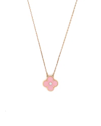 Van Cleef & Arpels Holiday 2025 Limited Edition, Vintage Alhambra Rhodonite And Diamond Necklace In Gold