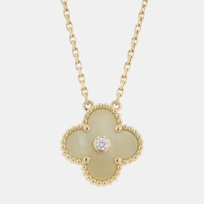 Pre-owned Van Cleef & Arpels Holiday Collection Vintage Alhambra 18k Yellow Gold Diamond Necklace