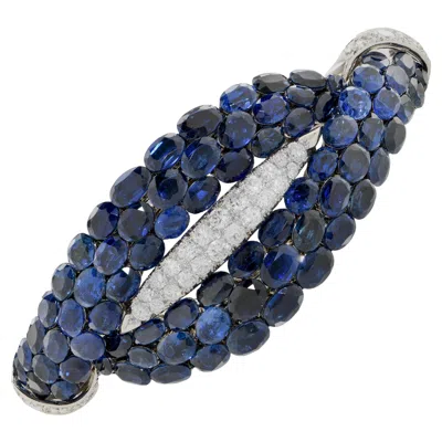 Pre-owned Van Cleef & Arpels Important  Sapphire And Diamond Bangle In Blue