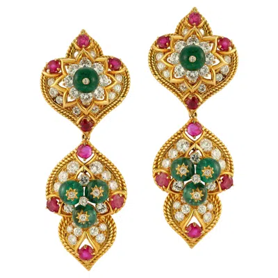 Pre-owned Van Cleef & Arpels Indian Inspired Day & Night Earrings In Multi