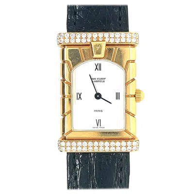 Pre-owned Van Cleef & Arpels Ladies Diamond & 18k Yellow Gold Facade Quartz Dress Watch