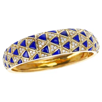 Pre-owned Van Cleef & Arpels Lapis Lazuli And Diamond Bangle, 18k In Multi