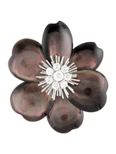 Pre-owned Van Cleef & Arpels Large Rose De Noël Clip In Brown