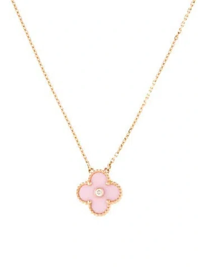 Pre-owned Van Cleef & Arpels Limited Edition 2015 Holiday Vintage Alhambra Necklace, 16.5" In Pink