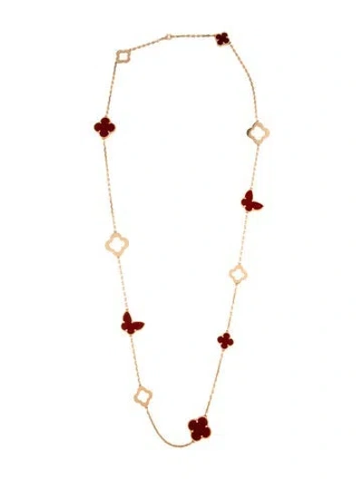 Pre-owned Van Cleef & Arpels Limited Edition Lucky Byzantine Alhambra Long Necklace, 11 Motifs, 32.5" In Multicolor