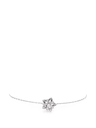 Pre-owned Van Cleef & Arpels Lotus Openwork 18k White Gold With Diamonds Mini Bracelet In Silver