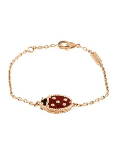 Pre-owned Van Cleef & Arpels Lucky Spring Bracelet, Closed Wings Ladybug, 5.75" In Multi