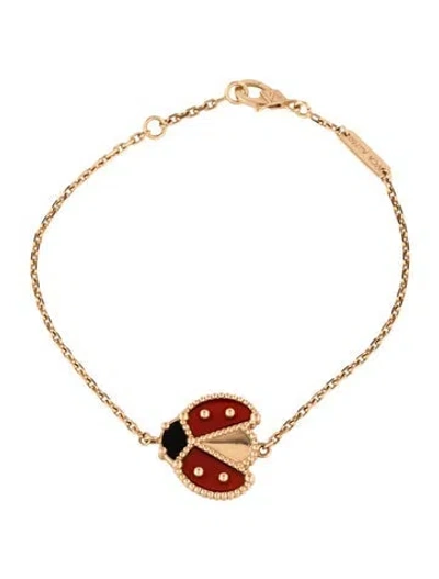 Pre-owned Van Cleef & Arpels Lucky Spring Bracelet, Open Wings Ladybug Bracelet, 7" In Multicolor