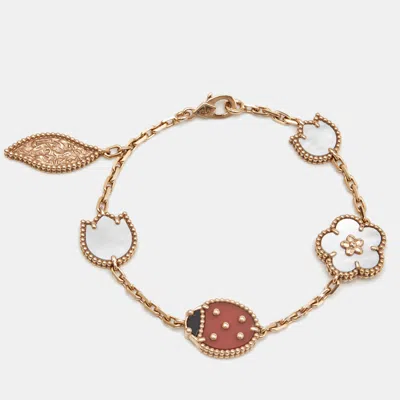 Pre-owned Van Cleef & Arpels Lucky Spring Multi Gemstone 18k Rose Gold Bracelet