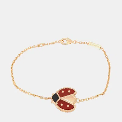 Pre-owned Van Cleef & Arpels Lucky Spring Open Wing 18k Rose Gold Carnelian Bracelet