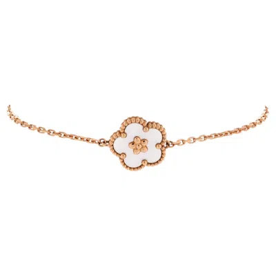 Pre-owned Van Cleef & Arpels Lucky Spring Plum Blossom Bracelet 18k Rose Gold And Mother Of Pearl In Red