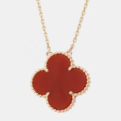 Pre-owned Van Cleef & Arpels Magic Alhambra 18k Rose Gold Carnelian Necklace