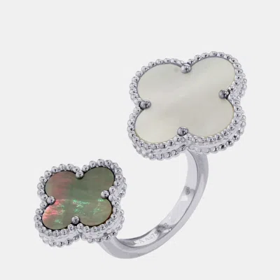 Pre-owned Van Cleef & Arpels Magic Alhambra 18k White Gold Ring Eu 52