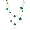 Van Cleef & Arpels Magic Alhambra 18k Yellow Gold Malachite 16 Motif Necklace Vc07-071625 In Gold