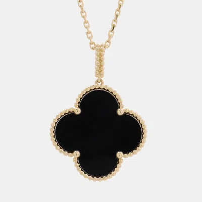 Pre-owned Van Cleef & Arpels Magic Alhambra 18k Yellow Gold Onyx Necklace