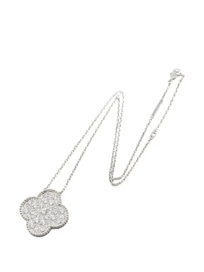 Pre-owned Van Cleef & Arpels Magic Alhambra Diamond Necklace In Silver