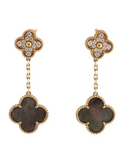 Pre-owned Van Cleef & Arpels Magic Alhambra Earrings, 2 Motifs In Grey