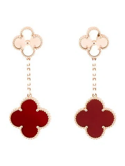 Pre-owned Van Cleef & Arpels Magic Alhambra Earrings, 2 Motifs In Multi