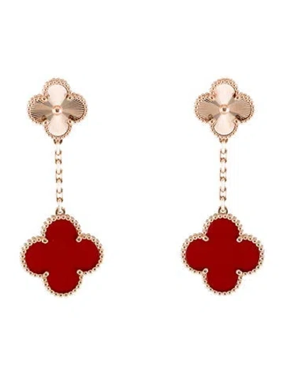 Pre-owned Van Cleef & Arpels Magic Alhambra Earrings, 2 Motifs In Multi