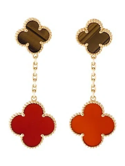 Pre-owned Van Cleef & Arpels Magic Alhambra Earrings, 2 Motifs In Multi